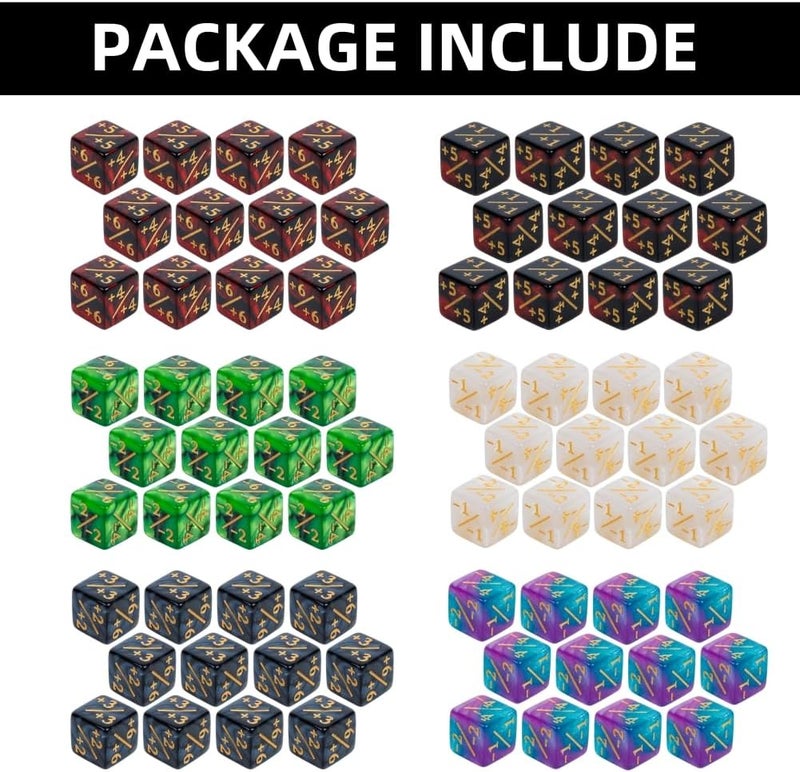 PUGED 82 Pack Magic The Gathering Counter Dice Set 72 Pcs D6 MTG Dice Life Counters Tokens for Magic Card Game Accessories with 3 Pcs Rolling Dice 7 Pcs Drawstring Bags - Image 2